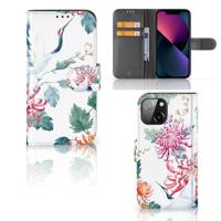 iPhone 13 Mini | Telefoonhoesje | Met pasjeshouder | Bird Flowers - thumbnail