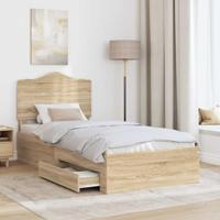 Bedframe met hoofdeinde Sonoma Eiken 75 x 190 cm Bewerkt hout - thumbnail