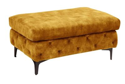Chesterfield kruk MODERN BAROK 90cm mosterdgeel fluweel Ottomaanse voetenbank - 44395