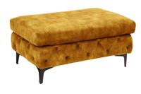 Chesterfield kruk MODERN BAROK 90cm mosterdgeel fluweel Ottomaanse voetenbank - 44395 - thumbnail