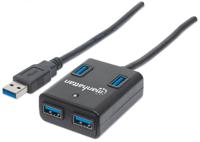 Manhattan Manhattan 162296 hub di interfaccia USB 3.2 Gen 1 [3.1 Gen 1] Type-A 5000 Mbit/s USB 3.2 Gen 1-hub 4 poorten Zwart - thumbnail
