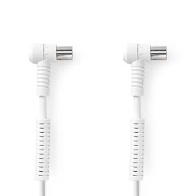 Nedis Coaxkabel | IEC (Coax) Male | IEC (Coax) Female | Vernikkeld | 120 dB | 75 Ohm | Viervoudig Afgeschermd | 1.50 m | Rond | PVC | Wit | Doos -