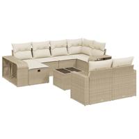11-delige Tuinset met kussens poly rattan beige - thumbnail