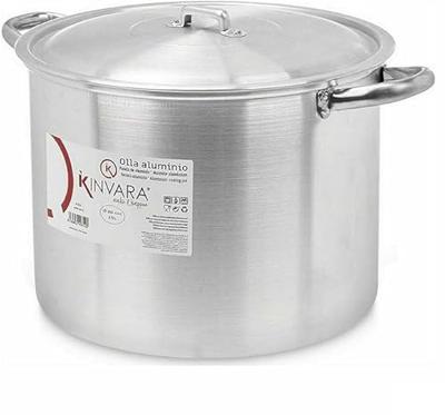 Casserolepan met deksel Kinvara Zilverkleurig Aluminium 40 x 27 x 32 cm 42 x 27 x 32,5 cm Ø 30 cm (4 Stuks)