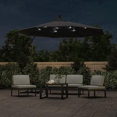 VidaXL Zweefparasol met led en stalen paal 300 cm zwart