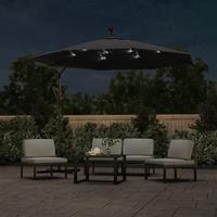Zweefparasol met LED en stalen paal 300 cm zwart - thumbnail
