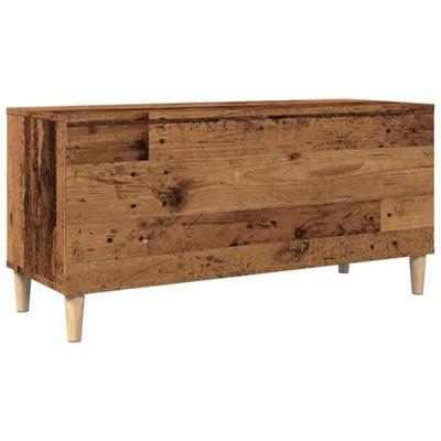 Platenkast 100x38x48 cm bewerkt hout oud houtkleurig