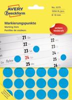 Etiket Avery Zeckform 3375 rond 18mm blauw 1056stuks - thumbnail