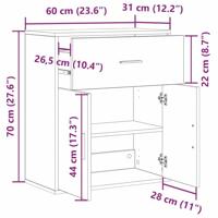Dressoir met lade Oud hout 60 x 31 x 70 cm Bewerkt hout - thumbnail