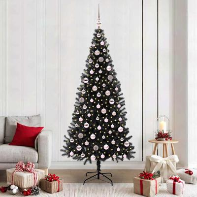 VidaXL Kerstboom met 300 led met standaard zwart 210 cm pvc VidaXL Kerstboom met 300 led met standaard zwart 210 cm pvc