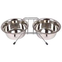 Nobleza Hondenvoerbak met standaard - Dubbel - RVS - Maat XL - thumbnail