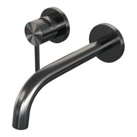 BRAUER Stripe Inbouw Wastafelmengkraan - gebogen uitloop en rozetten model A2 - gunmetal geborsteld PVD 5-GM-332 - thumbnail