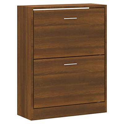 Schoenenkast 63x24x81 cm bewerkt hout bruin eikenkleur Schoenenkast 63x24x81 cm bewerkt hout bruin eikenkleur