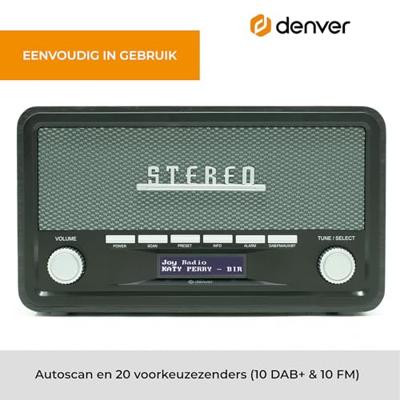 Denver DAB-18 Keukenradio VHF (FM), DAB+ Bluetooth Wekfunctie Donkergrijs