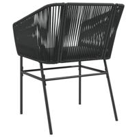 Tuinstoelen 2 st met kussens poly rattan zwart - thumbnail