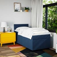 Boxspring met matras stof blauw 90x190 cm - thumbnail
