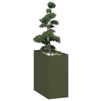 VidaXL Plantenbak 40x80x80 cm staal olijfgroen - thumbnail