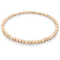 Beige houten kralen ketting 90cm - thumbnail