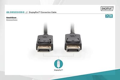 Digitus AK-340103-030-S DisplayPort-kabel DisplayPort Aansluitkabel DisplayPort-stekker, DisplayPort-stekker 3.00 m Zwart