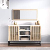 Dressoir 105x30x65 cm bewerkt hout wit - thumbnail