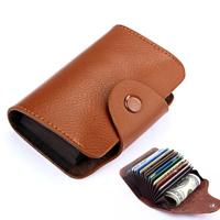 KB39 eenvoudige mode echt leder orgel kaart tas Candy kleur kaart pakket (bruin) - thumbnail