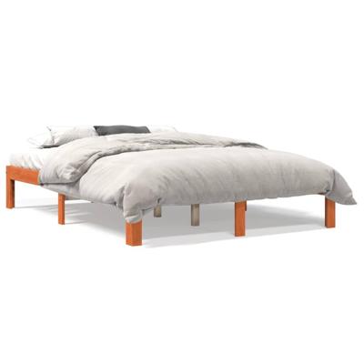 Bedframe zonder matras massief grenenhout wasbruin 120x190 cm
