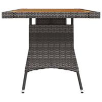 Tuintafel 130x70x72 cm poly rattan en massief acaciahout grijs - thumbnail