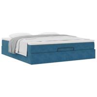 Ottoman bed met matras 180x200 cm fluweel donkerblauw - thumbnail