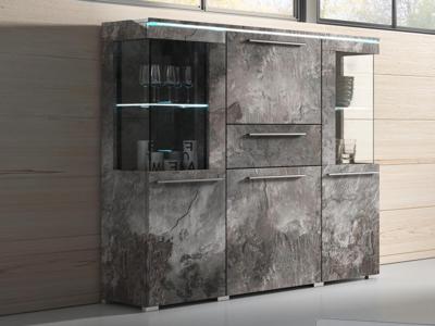 Dressoir INDIRA 4 deuren 1 lade kleurrijke leisteen