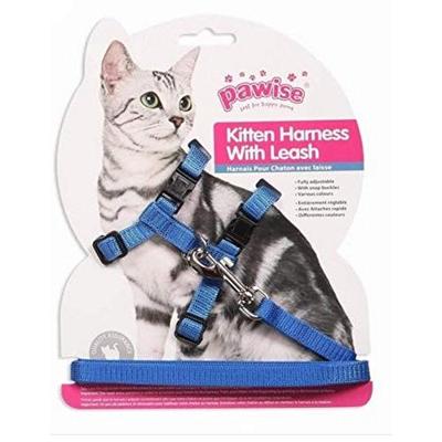 Pawise Kitten Harness Leash-Red/Blue
