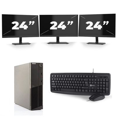 Lenovo ThinkCentre M82 SFF - Intel Core i3-3e Generatie - 8GB RAM - 128GB SSD - Windows 10 + 3x 24 inch Monitor