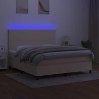 Boxspring met matras en LED stof crèmekleurig 160x200 cm - thumbnail