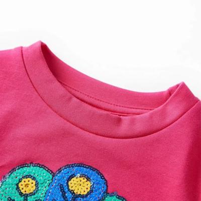 Kindertrui met pauw van pailletten 116 felroze