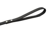 Hondenriem van leer 130cm x 16mm zwart - thumbnail