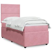 Boxspring met matras fluweel roze 90x190 cm - thumbnail