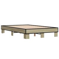Bedframe bewerkt hout metaal sonoma eikenkleurig 150x200 cm - thumbnail