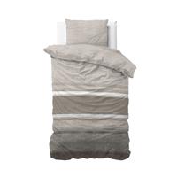 RoyalTextile - Stone Stripe Dekbedovertrek Flanel - Taupe - 140 x 220 - thumbnail