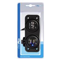 ProPlus Voltmeter 6-30V + USB dubbele stekkerdoos 12 - 24 V= - thumbnail