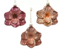 Kerstbal bloem glas l10b4.5h10cm ass3 - thumbnail