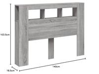 Hoofdeinde met LED 140x18,5x103,5 cm bewerkt hout grijs sonoma - thumbnail