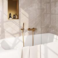 Opbouw baddouche thermostaatkraan SET 03 goud geborsteld PVD - thumbnail