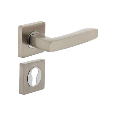 Deurkruk 1714 Dean op vierkant rozet 7mm nokken met profielcilindergat plaatjes chroom/nikkel mat