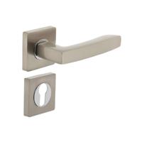 Deurkruk 1714 Dean op vierkant rozet 7mm nokken met profielcilindergat plaatjes chroom/nikkel mat - thumbnail