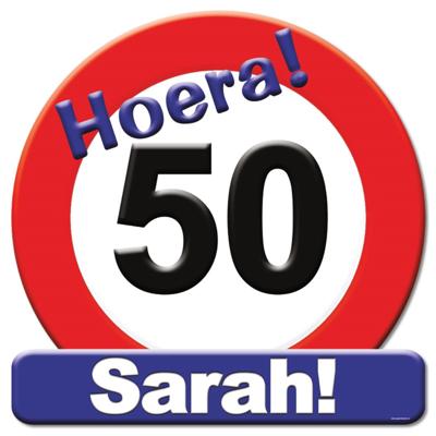 Huldeschild 50 jaar Sarah Huldeschild 50 jaar Sarah