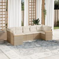 7-delige Loungeset met kussens poly rattan beige - thumbnail