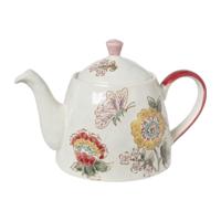 Theepot bloemen en vlinder - multikleur - 750 ml - thumbnail