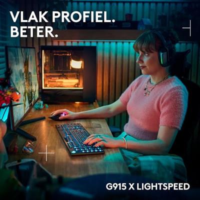 Logitech G G915 X LIGHTSPEED Low-Profile Wireless Gaming Keyboard, Double-Shot PBT Keycaps, volledig programmeerbare toetsen, RGB-achtergrondverlichting, GL Brown Tactile, US INT'L QWERTY - Zwart