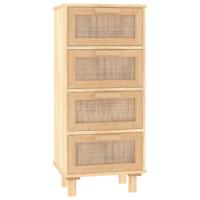 Dressoir 40x30x90 cm massief grenenhout en rattan bruin - thumbnail