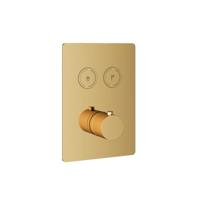 Douchethermostaat Hotbath Cobber Inbouw 2 Pushbuttons Vierkant Gepolijst Messing PVD (excl. inbouwdeel) - thumbnail