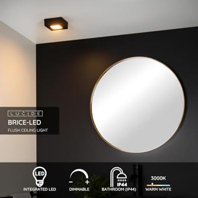 Lucide BRICE-LED - Plafonnière Badkamer - LED Dimb. - 1x8W 3000K - IP44 - Zwart Lucide BRICE-LED - Plafonnière Badkamer - LED Dimb. - 1x8W 3000K - IP44 - Zwart